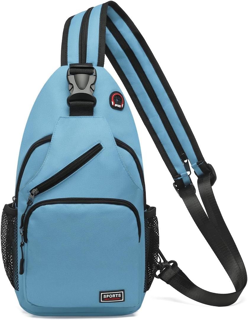 Convertible Sling Bag Crossbody Backpack, 11" Tablet Bags with Headphone Jack Shoulder Bag Casual Pack for Women Men Hiking Travel (Blue) L