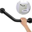 16 Inch Angled Shower Grab Bar,Munzong Black Anti Slip Bathroom Grab Bar, Knurled Bathroom Balance Bar,Safety Hand Rail Support Handicap Elderly Injury Senior Assist Bath Handle