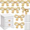 8 Pcs Gold Bow Drawer Knobs Matel Bow Knobs for Dresser Vintage Dresser Handles Pulls Decorative Drawer Handles for Home Bedroom Kitchen Cabinets Hardware Cupboard (2.8 x 1.7 Inch)