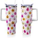 Halloween Pumpkin 40 oz Tumbler with Lid Handle and Straw Spooky Pumpkins Stainless Steel Double Walled Insulated Cups Halloween Travel Mug Gifts for Men and Women (1PC)