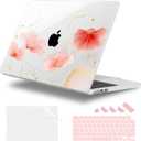 for MacBook Air 13.6 inch Case M4 M3 M2 2025 2024-2022 Release Model A3240 A3113 A2681, Sturdy Plastic Hard Shell Case for MacBook Air M2 13 inch with Touch ID, Spring Floral
