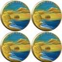 Serene Beach Sunrise Sobriety Chip ONE Day at A TIME AA Medallion Serenity Prayer Coin Recovery Gift (Pack of 4)