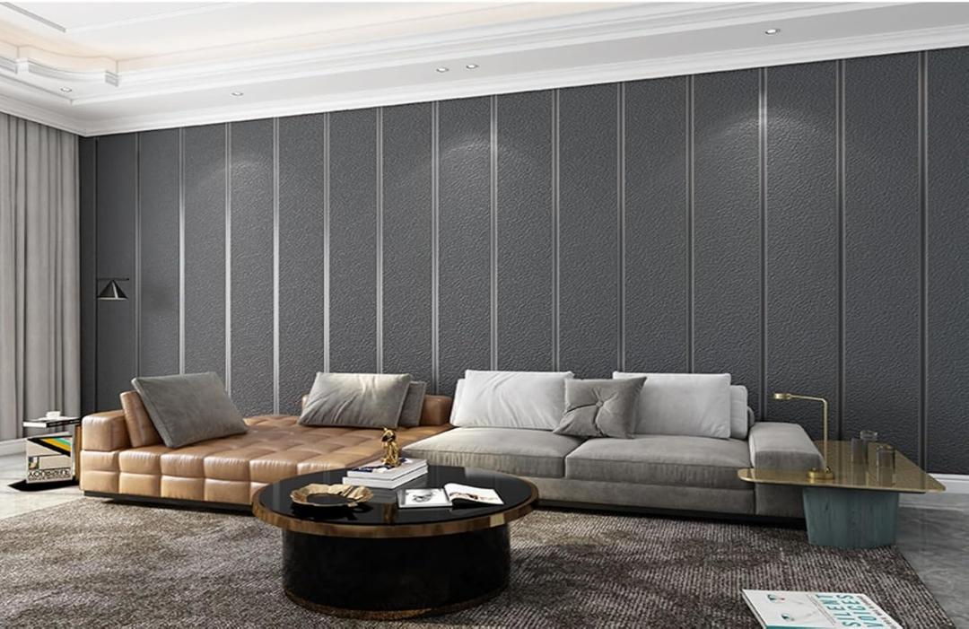Upgraded Deerskin Velvet High-end Modern Minimalist 3D Wallpaper Plain Non-Woven Living Room Bedroom TV Background Wall Paper 20.8 '* 393.7'Non Peel and Stick Wallpaper (Dark Gray 068)