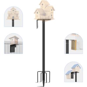 Ottsuls Bird Feeder Pole, 76 Inch Heavy Duty Bird House Pole Kit for Outdoors, with Wooden Board, 5-Prong Base Feeding Station for Wild Birds Watching, Adjustable Feeder Stand (House Not Included)