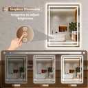 24x32 Inch LED Lighted Bathroom Mirror - Anti-Fog Vanity Mirror with Dimmable Front & Backlit, 3 Color Temp, Smart Memory - Shatterproof HD Glass, IP54 Waterproof Wall Mounted for Makeup Shaving
