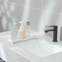 Silicone Bathroom Soap Dishes with Drain Spout-Bathroom and Kitchen Sink Organizer,Sponge Holder,Dish Soap Tray,Perfect for Dispenser,Scrubber,Bottle,Cup on Sink or Counter-White 12"4"