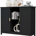 TaoHFE Black Buffet Cabinet, Modern Narrow Sideboard Buffet Cabinet Wooden Side Table with Storage, Black Accent Cabinets for Living Room