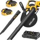 Cordless Leaf Blower & Vacuum, 3-in-1 Leaf Vacuum Mulcher with Bag, 40V 330CFM Battery Leaf Blower with 2x4.0Ah Battery & Charger for Lawn Care, 5-Speeds Variable Control