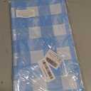 Kesfey 3 Packs Light Blue Gingham Tablecloth Pale Blue and White Checkered Tablecloths 54 x 108 Inches Disposable Plastic Gingham Tablecovers Waterproof Rectangle Picnic Table Cover for Birthday Party