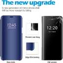 Galaxy A36 Cases Compatible with Samsung A36 Flip Cell Phone Case Clear View Mirror Flip Cover PU Leather with Kickstand Protective Cover for Samsung Galaxy A36 (Blue)