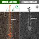 Lasnten 12 Pcs 30 Inch Heavy Duty Ground Anchor Spiral Blade Earth Anchor Kit Metal Anchor Hook Beach Sand Stakes Camping for Securing Animals, Shelters, Tents, Canopies (Orange)