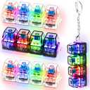 4 PCS Glow Keyboard Fidget Toy, Keyboard Fidget with LED Light Keychain 4-in-1 Keyboard Decompression Button Finger Clicker Toys, Button Stress Relief Fidget Gifts for Kids Adults (Clear Black)