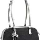 MYHOZEE Bowler Bag Rectangle Shoulder Bag Cute Purse PU Leather Swing Zip Bags Handbags With Bow for Women and Teen Girls