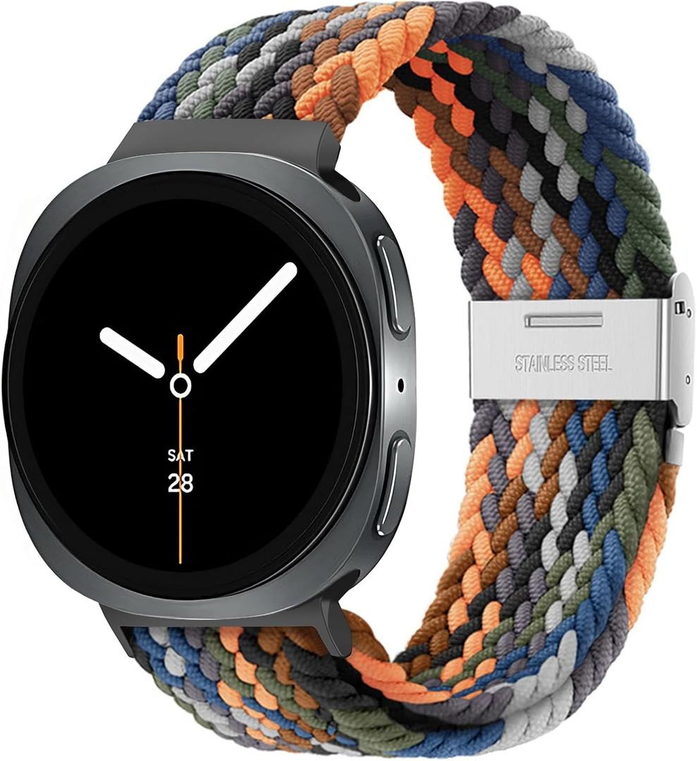 Stretchy Braided Bands For Samsung Galaxy Watch 8 40mm 44mm/Galaxy Watch 8 Classic 46mm, Smartwatch Replacement Elastic Nylon Woven Breathable Sport Strap For Men Women