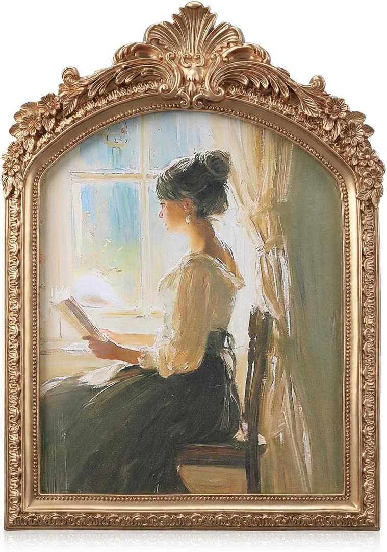 Vintage Picture Frames, 8x10 Inch Baroque Antique Photo Frames with Glass Front Wall or Tabletop Display for Home Decor Photography Props Gift Ideas