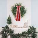 YKW Large Christmas Wreath Sash 27.5", 7 Mixed Ribbon Red Velvet Holiday Bow with Metal Clip, Big Tree Topper for Front Door Indoor Outdoor Xmas Decoration