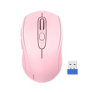 TECKNET Wireless Computer Mouse for Laptop, 2.4G Wireless Mouse, 5-Level Adjustable 4800 DPI, with Receiver & 6 Buttons, 18 Months Battery Life, for PC,Mac,Chromebook - Pink