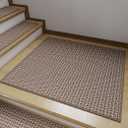 1PC Stair Treads Non-Slip Washable Peel and Stick Stair Treads for Wooden Steps Indoor Reusable Stair Carpet Treads Adhesive Stair-Runner Rugs for Kids and Dogs Elder（30"x30"Brown