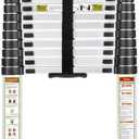 Telescopic Ladder, 12.5FT RIKADE Aluminum Telescoping Ladder with Non-Slip Feet and Stable Hook, Portable Extension Ladder for Household and Outdoor Working, 330lb Capacity