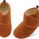 L-RUN Womens Mens House Slippers Non-Slip Warm Booties Slippers for Indoor and Outdoor Lighweight House Shoes Washable (5.5-6.5 Women/4-5 Men, Brown)