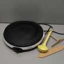 Euro Cuisine CM20 Electric Crepe Maker, 12 Inch Ceramic Non-stick Pan (PTFE PFOA Free), Adjustable Temperature Setting, Also Makes Roti, Dosa, Pancakes, Includes Batter Spreader, Turner and Ladle