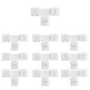 LightingWill 10pcs Pack T Shape Solderless Snap Down 2Conductor LED Strip Connector for Quick Splitter Connection of 10mm Wide 5050 5630 Single Color Flex LED Strips