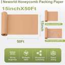 2 x Neworld Honeycomb Packing Paper,Eco Friendly Bubble Cushioning Wrap for Moving,Products & Gifts Wrapping Paper,Recyclable Cushioning Packing Material (15" x 50') With 20 Fragile Sticker Labels