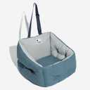 FUNNY FUZZY Dog Car Booster Seat for Small/Medium Dogs Up to 39lbs  Waterproof Fabric, Non-Slip Base, Safety Leash, Fully Detachable & Machine Washable Cover (Blue)