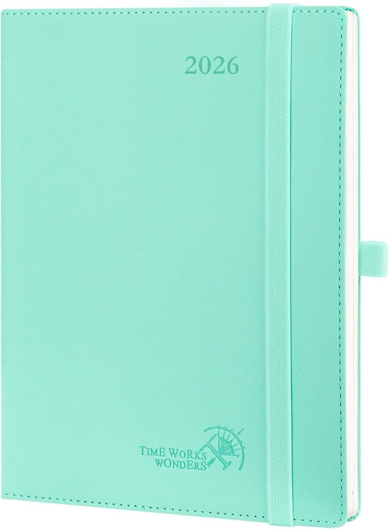 POPRUN 2026 Planner (Medium - 6.5'' x 8.5'') - 2026 Weekly Calendar ((Jan. 2026 - Dec. 2026) with Hourly Time Slots, Weekly Monthly Appointment Book for Time Management,TJ-26-CELO7 - Green