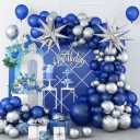 Royal Blue and Silver Balloon Garland Kit, Blue and Silver Balloons, Navy Blue and Silver Balloons with Royal Blue and Silver Balloon for Birthday Party, Weddings, Baby Shower, Anniversaries