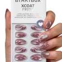 BTArtbox Press On Nails Short - Berry Spark, Lamp-Curable Glitter Almond Press On Nails with Glue and Adhesive Tabs for Women in 16 Sizes - 32 Soft Gel Glue On Nails Kit