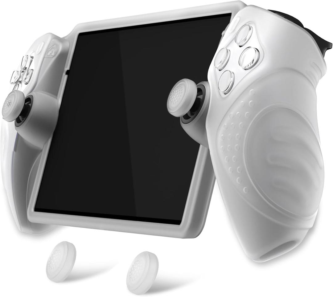 PlayVital Design for PS Portal Cover, Guardian Edition Silicone Protective Case for PS Portal Remote Player with Thumb Grips - Shockproof, Anti-Slip Grip Accessories - Clear White