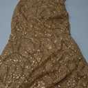 One Shoulder Formal Sequin Dress for Women Sparkly Bodycon Evening Gowns Maxi Mermaid Ball Long Dresses Gold, L