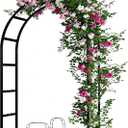Adorox 7.8ft Garden Arch Trellis for Climbing Plants, Metal Arch Frame, Pumpkin Archway Outdoor Garden Arbors and Arches for Halloween Christmas Birthday Party Baby Shower Decoration, Black+Standard Tube