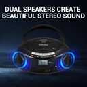 Gelielim Portable CD Players for Home, CD Boombox with AM/FM Stereo Radio, Bluetooth, USB, SD Card, MMC Drive, Aux-in, Headphone Jack,LCD Display, Boom Box CD Player AC/Battery Operated Black