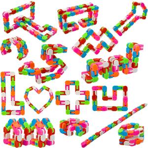 Wacky Tracks 30 Pack Snap and Click Fidget Toys Bulk for Party Favors Puzzles Goodie Bag ,School Students Gift Classroom Prizes Valentines Day Rainbow Toys for Kids,Teens