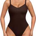 OQQ Womens Shapewear Bodysuit Seamless Tummy Control Body Suit Soft Stretch Tank Top for Everyday Wear (Large, Dark Choco)