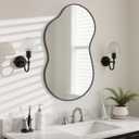 HOMECOOKIN Irregular Wall Mirror, Asymmetrical Decorative Mirror with Black Aluminum Frame, 36" H x 20" W, for Living Room, Bedroom, Bathroom, Entryway