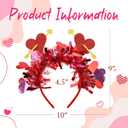 2 x Valentines Day Headband for Kids Hearts Red Headbands for Girls Pink Glitter Cupid Costume for Women Valentine Decoration(Big)