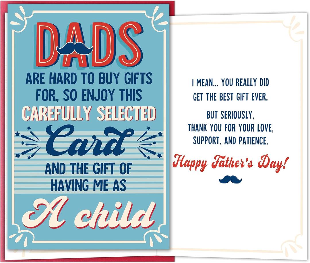 2 x Funny Father's Day Card for Dad, Unique Happy Fathers Day Cards Gift from Son or Daughter, Humorous Appreciation Card from Kids for Father