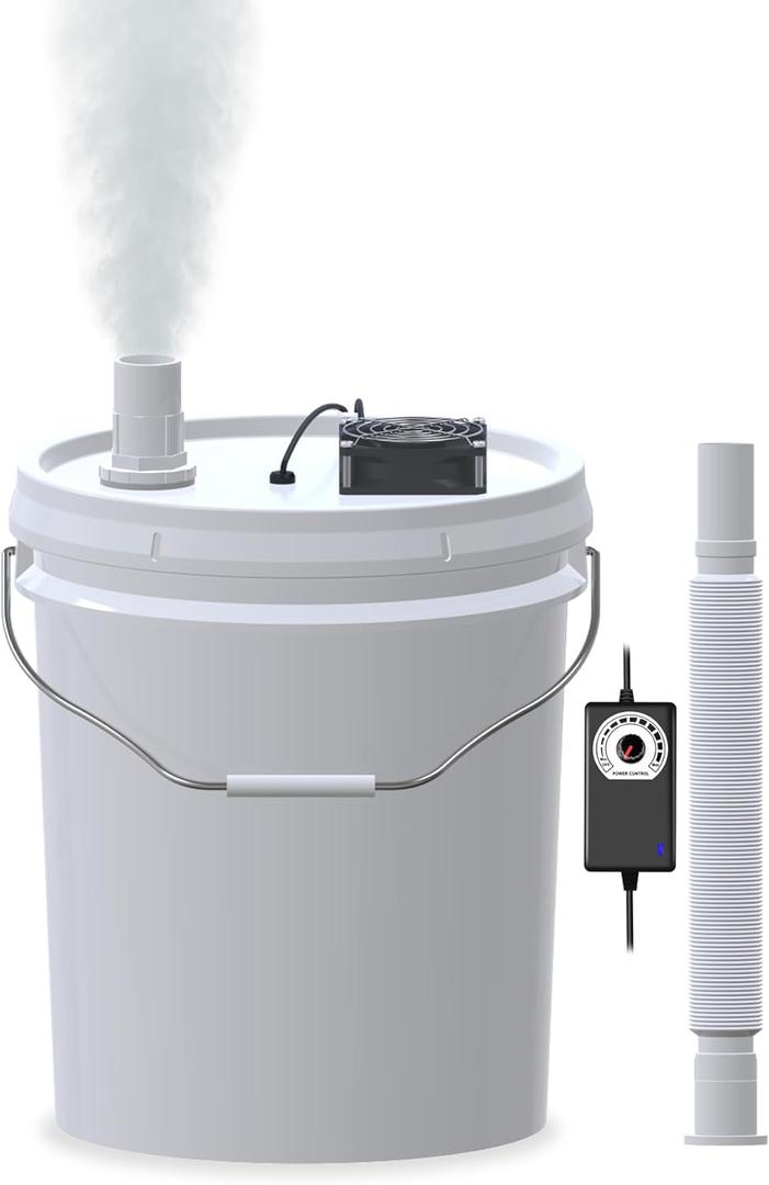 19L Large Capacity DIY Humidifier Kit - for Plants, Mushrooms, Grow Tents, Terrarium | Coupled with a 5-Gallon Becomes Cool Mist Humidifier, Extendable Hose, High Output & No-Leak(1 Fogger Kit)