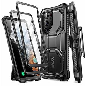 i-Blason for Samsung Galaxy S23 Ultra Case with Stand, [2 Front Frames] [Built-in Screen Protector] [Belt Clip Holster], Military-Grade Shockproof Rugged Phone Case for Samsung Galaxy S23 Ultra, Black