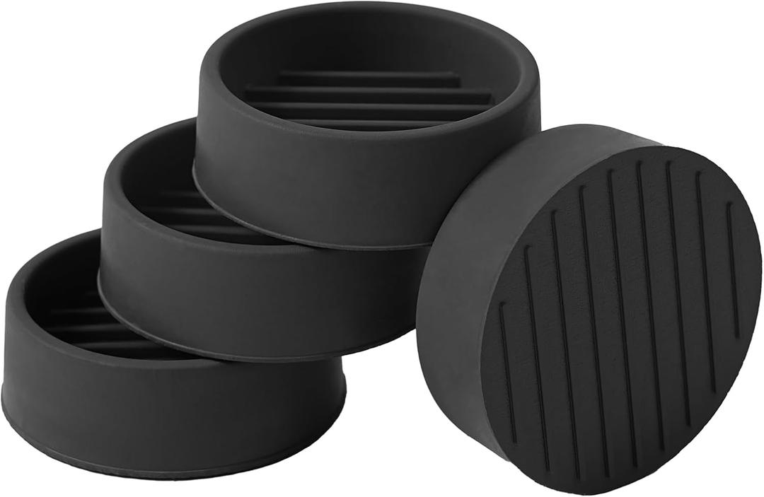 1.5x1.5 Round Rubber Furniture Caster Cups, Anti-Sliding Furniture Pads Bed Stopper Floor Protectors with Grip - Protect Any Flooring (4 Pcs Black)