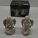 2 Pack Outdoor Angel Statue Garden Decor, Classic Solar Angel Figurine Decoration for Yard Art Indoor Porch Home Lawn Outside Light up Cherub Sculpture Guardian Wings Memorial Gifts (Angel Boy and Girl)