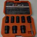 XEWEA 9PCS Lug Nut Extractor Set, 1/2" Drive Impact Bolt Remover Socket Tool, Wheel Lock Removal Kit, Easy Out Extractor Set for Damaged, Frozen, Rusted, Rounded-Off Bolts, Father's Day Gift (9pcs 1/2" Drive)