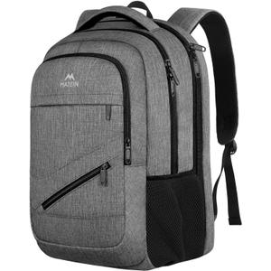 MATEIN Travel Laptop Backpack, 17 Inch Work TSA Approved Carry on Backpack, Large Computer Business Bag for Men Women with Trolley Sleeve and Anti Theft Pocket, College School Rucksack Book Bag, Grey