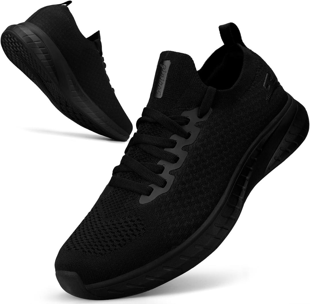 Mens Slip on Walking Shoes Non Slip Tennis Shoes Lightweight Gym Sneakers All Black Size 7.5
