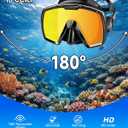 Freela Dry Snorkel Set for Adults Youth Kids, Scuba Diving Mask with Nose Cover, Anti-Fog 180 Wide View Mirrored Lens Snorkeling Gear for Men Women