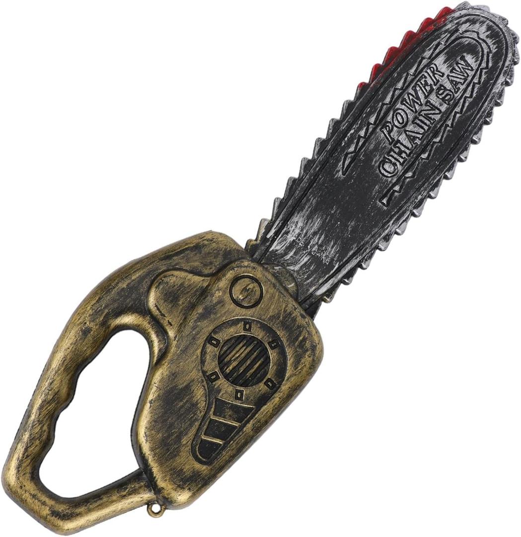 Plastic Chainsaw Toy, Fake Chainsaw with Realistic Blood Stains Halloween Bloody Prop for Costume Cosplay Haunted House Decor Zombie Party
