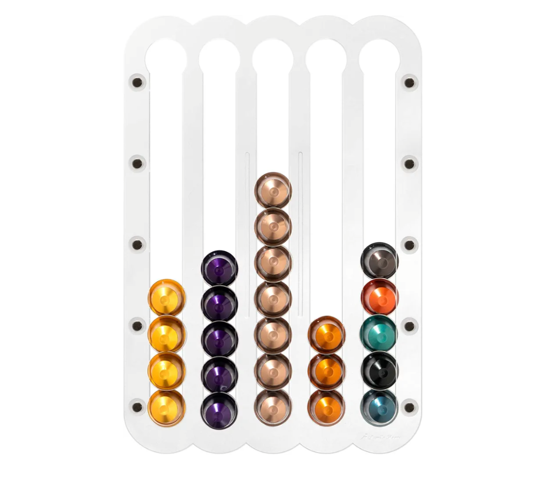 Demi's Home Magnetic Coffee Pod Holder for Nespresso Original Capsules - Suitable to be Mounted on the Fridge (Transparent)